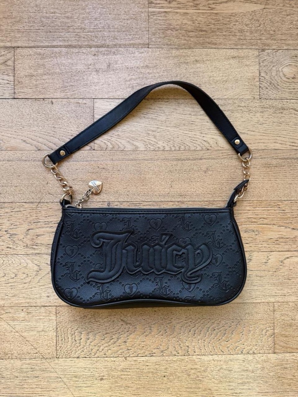 Y2K Juicy Couture Black Embossed Shoulder Bag